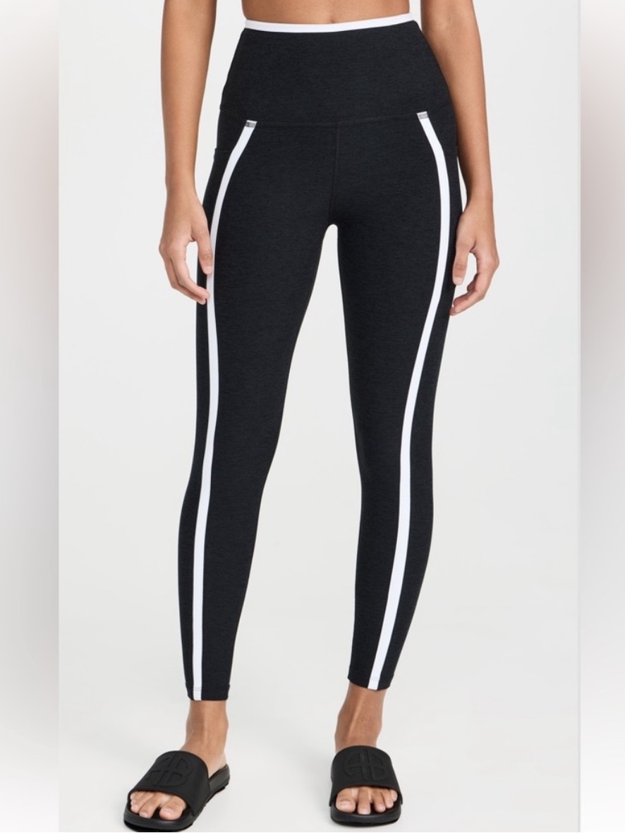 Beyond Yoga Spacedye New Moves High Waisted Midi Legging Pants Heathered Black